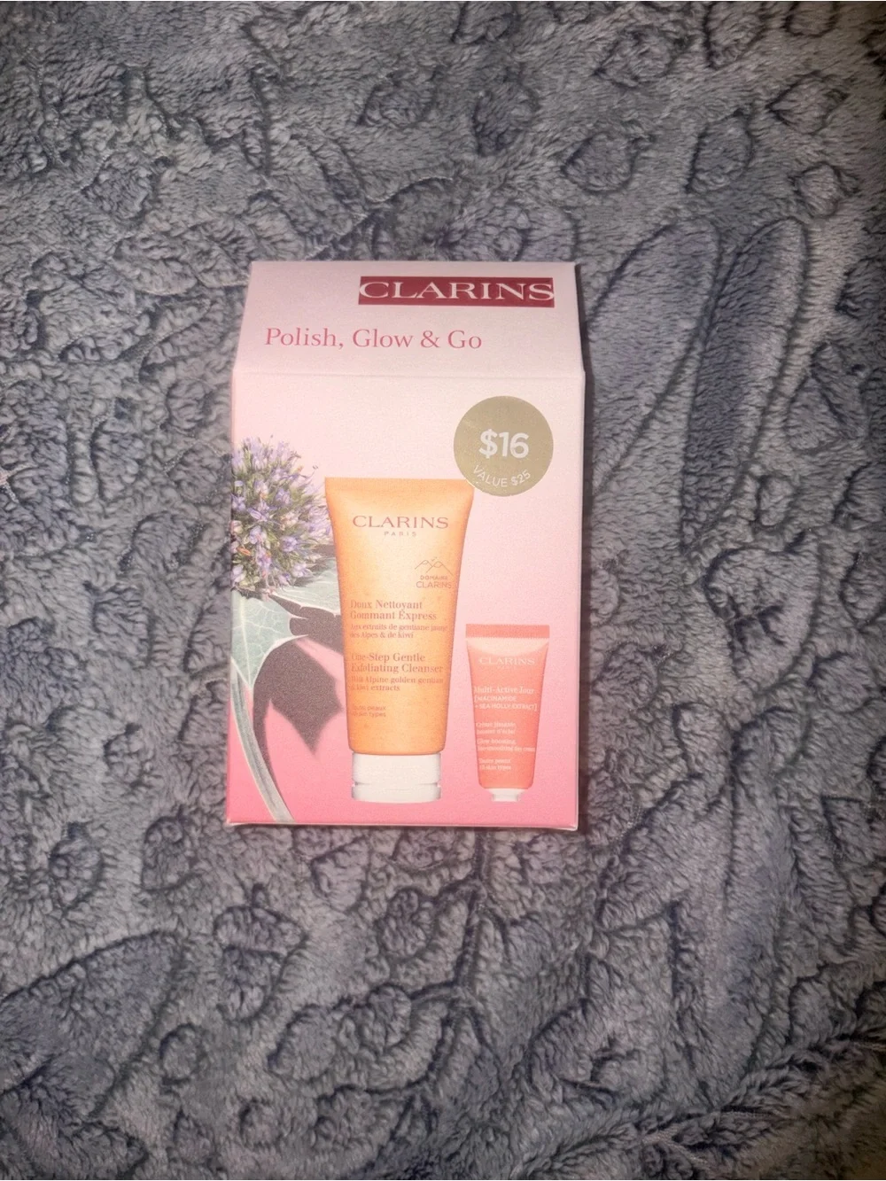 Clarins Pink & Peach Polish, Glow & Go Skincare Set
